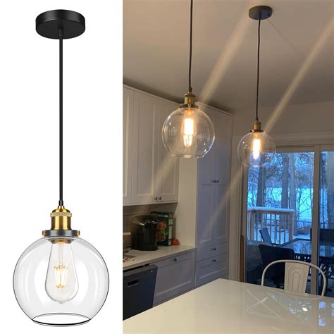 8" Frosted White Globe Pendant Light - Matte Black - Mid Century Modern Ceiling Fixture With ...