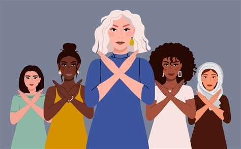 Break the bias. A group of women of different nationalities. Vector illustration of the Movement ...