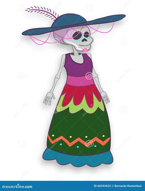 Catrina Cartoon Mexican Traditional Drawing Stock Illustration - Image: 60393622