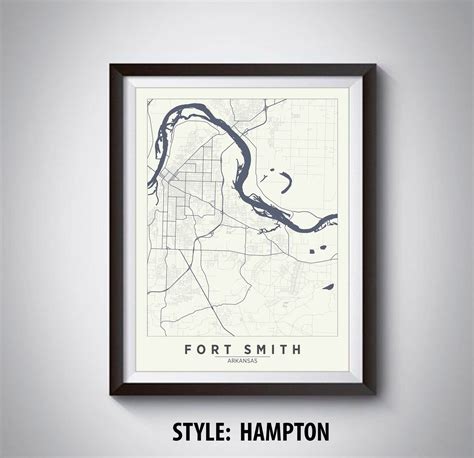 Map of Fort Smith, AR Fort Smith Map Fort Smith Poster Office Décor Wall Art Travel Map Fort ...