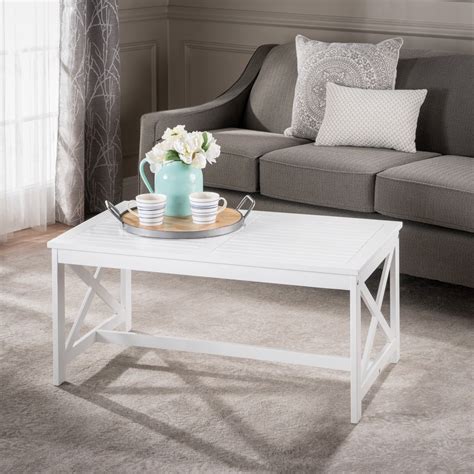 Newman Indoor Farmhouse Acacia Wood Coffee Table, White - Walmart.com ...