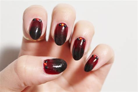 NYE Black and Red Ombre Nail Art - Jersey Girl, Texan Heart
