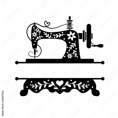 Sewing machine vector illustration, Sewing logo atelier, Vintage Tailor's logo, Handmade ...