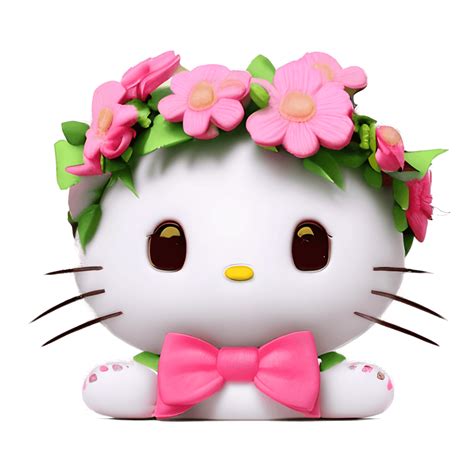 Hello Kitty Flower Crown Kawaii Chibi · Creative Fabrica