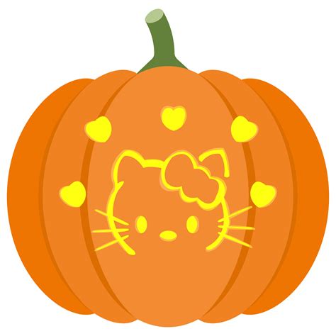 Romantic Hello Kitty Pumpkin Stencil | Free Printable Papercraft Templates