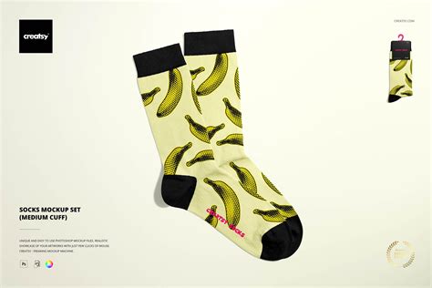 Socks Mockup Set (medium cuff) | Packaging Mockups ~ Creative Market