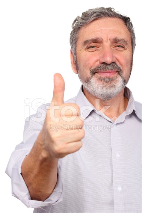 Senior Man Show Big Finger, Good Gesture, Isolated Stock Photo ...