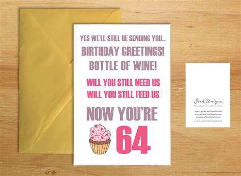 64th sixty four birthday greeting card his her funny mum dad | Etsy