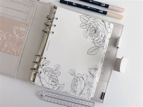 Rose Floral Planner Dashboard Transparent Planner Accessories Personal ...