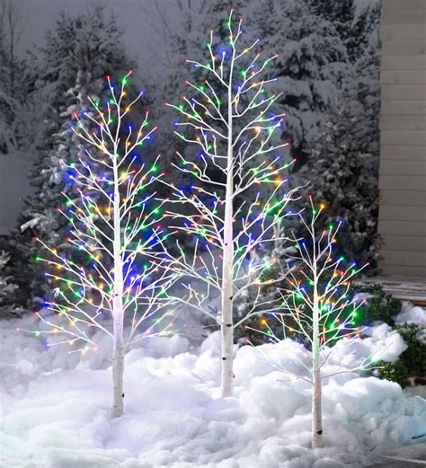 Indoor/Outdoor Birch Tree with Warm White and Multicolor Lights | Birch ...