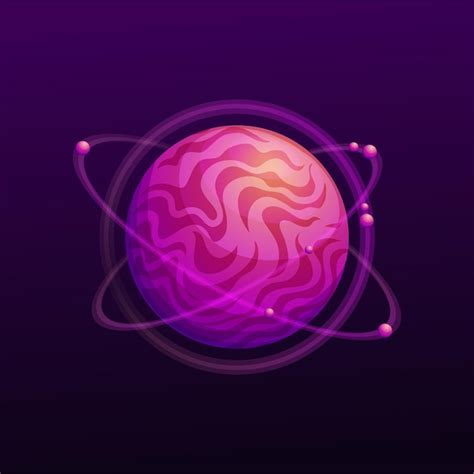 Premium Vector | Alien fiction world purple magma planet orbits