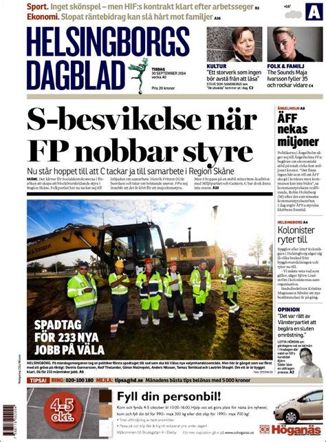 Newspaper Helsingborgs Dagblad (Sweden). Newspapers in Sweden. Today's ...