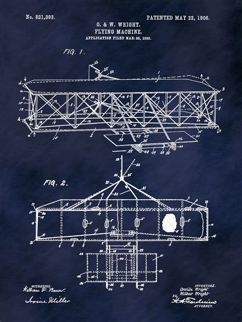 1906 Wright Brothers Airplane Patent Print Vers #2 - Kitty Hawk ...