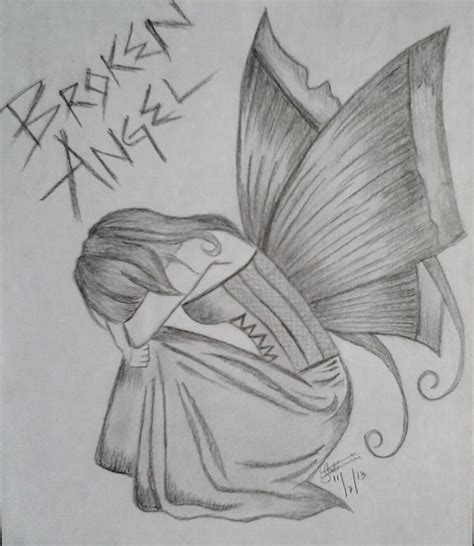 Broken angel Drawing by Saliha Kakar | Pixels