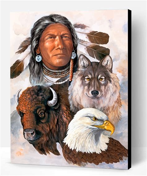 Native American With Animals Paint By Numbers - Paint By Numbers PRO