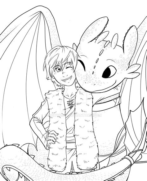 Hiccup and Toothless outline by Roxy12333 on DeviantArt