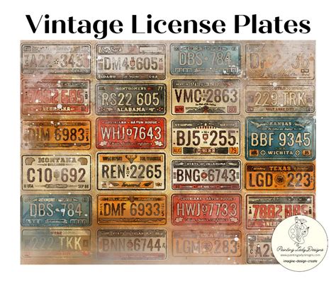 Vintage License Plates Decoupage Paper - Painting Lady Designs ...