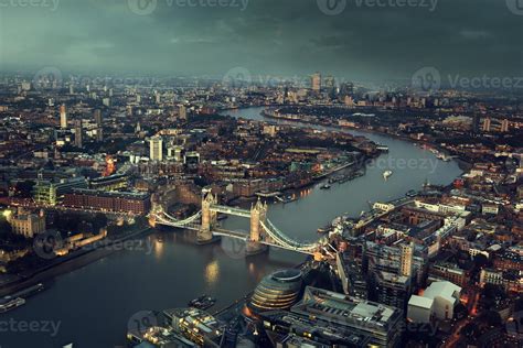 London aerial view with Tower Bridge, UK 1063801 Stock Photo at Vecteezy