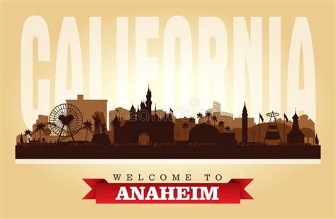 Anaheim Skyline, Monochrome Silhouette. Stock Vector - Illustration of ...