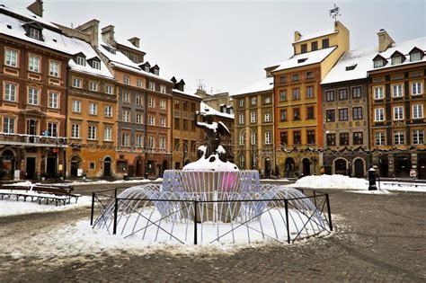 Warsaw Old Town in winter editorial photo. Image of exterior - 45850111