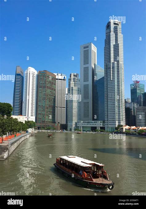 Singapore's skyline from Boat Quay. Singapore Stock Photo - Alamy