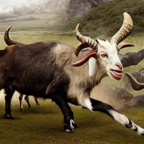 hyperrealistic photo of a savage, deformed goat hybrid | Stable ...