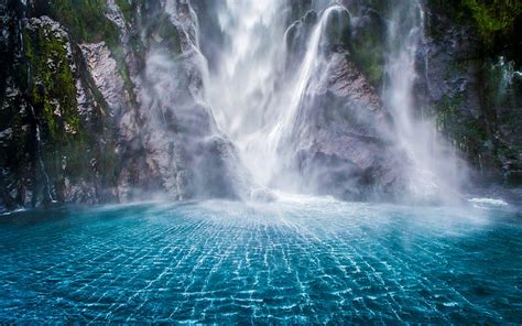 Stirling Falls waterfalls, Fiordland, cliffs, South Island, New Zealand, HD wallpaper | Peakpx