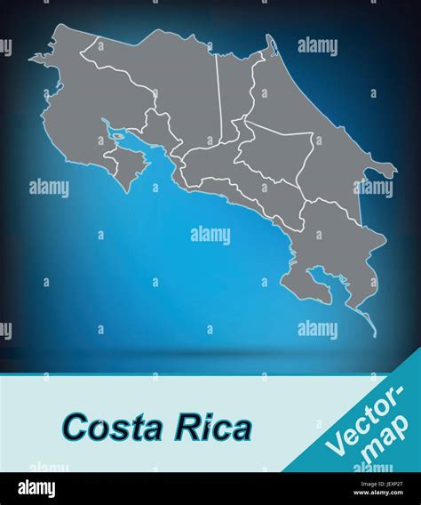 border map of costa rica with borders in bright gray Stock Vector Image ...