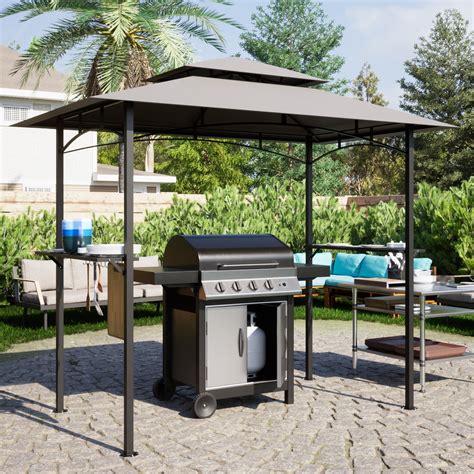 Aukfa 8 x 5 FT Grill Gazebo Grill Canopy Double Tiered BBQ Gazebo Outdoor, Gray - Walmart.com