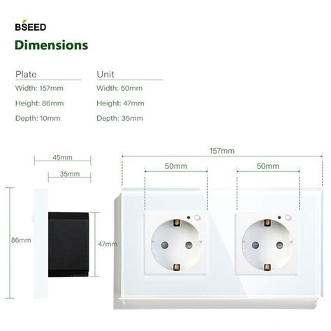 dimensions of white double wifi power socket | Electrical socket, Wall plug, Electrical switches