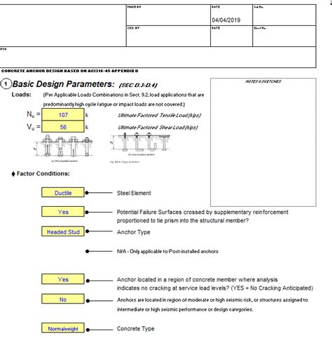 Aci 318 14 Anchor Bolt Design Spreadsheet Metric - Design Talk