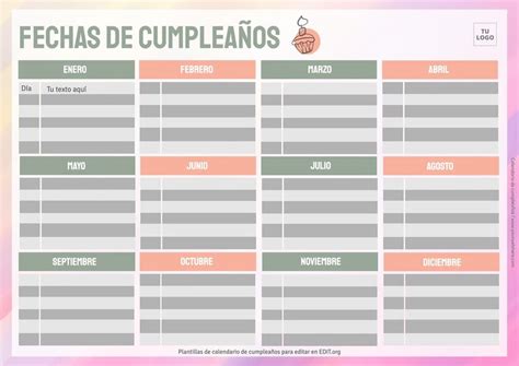 Más allá Reflexión lealtad calendario cumpleaños excel Increíble ...