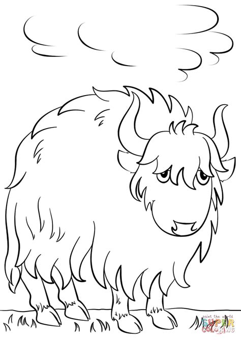 Cartoon Yak coloring page | Free Printable Coloring Pages