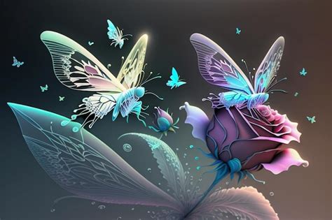 Premium AI Image | A digital illustration of butterflies and butterflies.