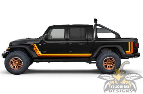 Retro Scrambler Graphics Decals For Jeep Gladiator 2020 Orange/Yellow