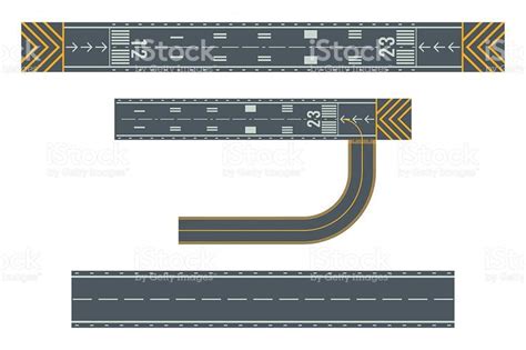 Airport runways for taking off and landing aircrafts. Colorful vector ...