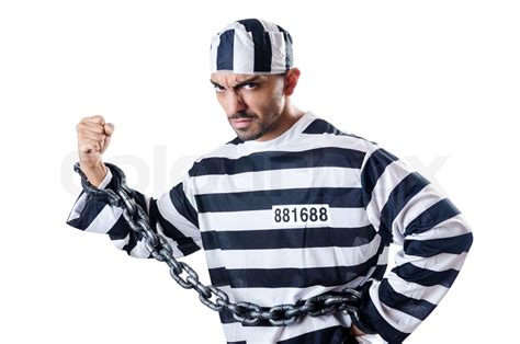 Convict criminal in striped uniform | Stock image | Colourbox