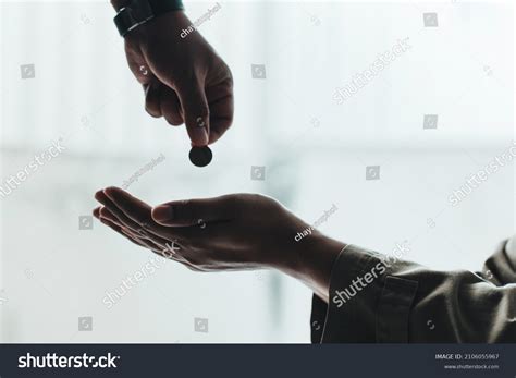 People Hand Giving Money Poor Homeless Stock Photo 2106055967 ...