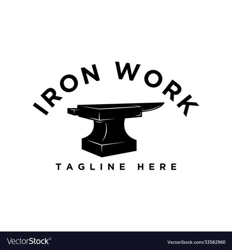 Iron work logo design idea Royalty Free Vector Image