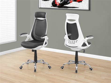 Premium Ergonomic White & Black Mesh Office Chair with Headrest ...