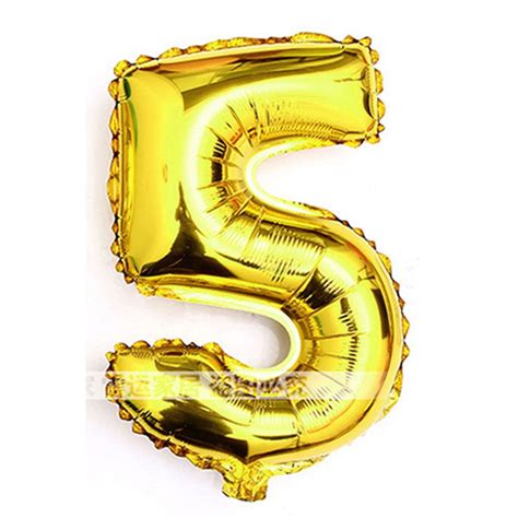 Foil Number 5 Shape Helium Balloon Birthday Wedding Party Decor Gold Tone 30"