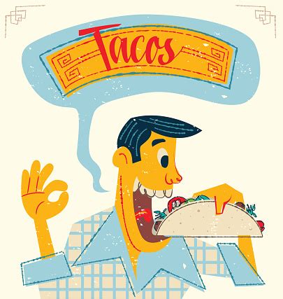 Man Eating Tacos Stock Illustration - Download Image Now - iStock