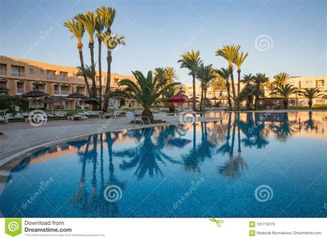 Swimming Pool at a Luxury Caribbean, Tropical Resort, Tunisian Stock Photo - Image of garden ...