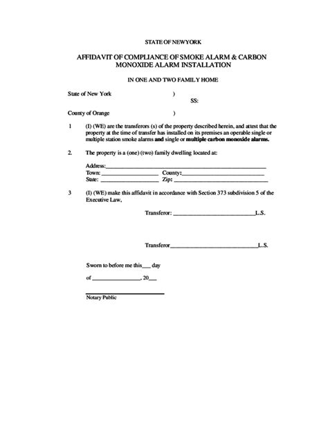 Affidavit of Smoke Alarm and Carbon Monoxide Alarm Installation Free ...