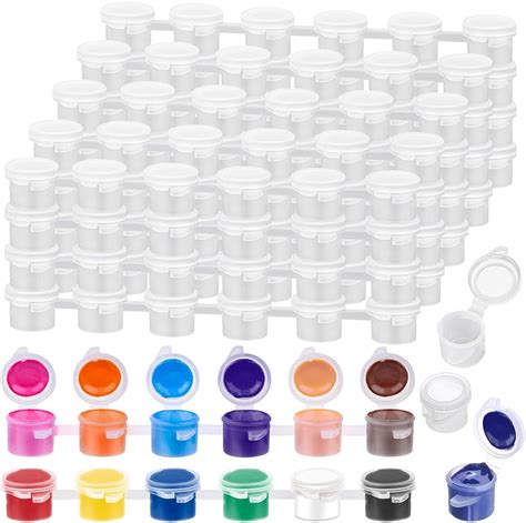 Amazon.com: 240 Pieces Empty Paint Pot, Caffox 40 Strips Acrylic Mini Paint Container Strips ...