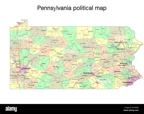 Pennsylvania state political map Stock Photo - Alamy