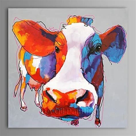 Aliexpress.com : Buy Big Handpainted Cow Oil Paintings Wall Pictures ...