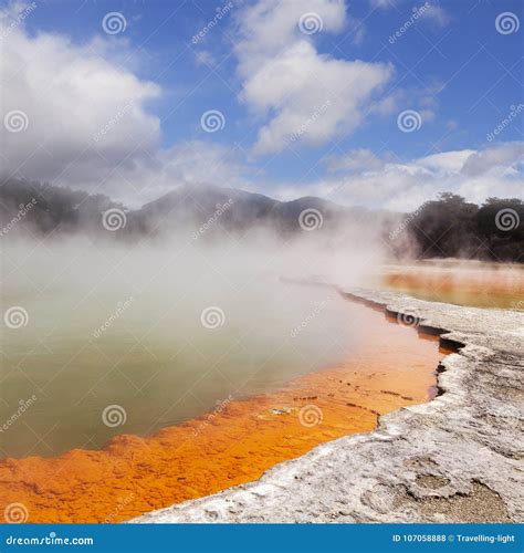 Champagne Pool Rotorua New Zealand Stock Photo - Image of steaming ...