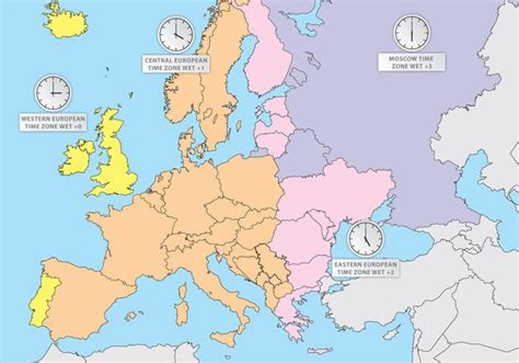 Time Zones Of Europe Europe Map Vector - https://www.welovesolo.com ...