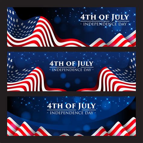 4th of July Banner with Realistic American Flag 2244256 Vector Art at ...